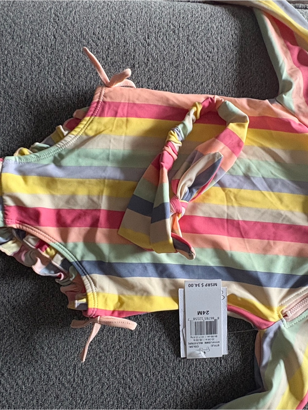 Kids Rainbow Stripe One-Piece Swimsuit - Pastel Multi